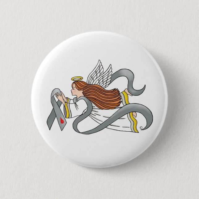 "Graues Diabetes-Band-" Bewusstseins-Engel Button (Vorderseite)