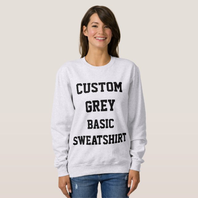 GRAUES die BASIC-SWEATSHIRT der kundenspezifischen Sweatshirt (Vorne ganz)