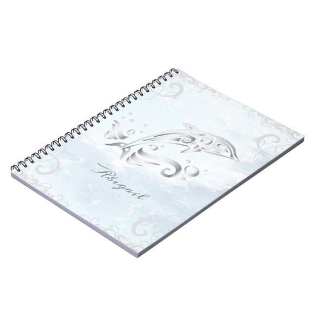 Graues Dolphin-Personalisiert-Notebook Notizblock (Linke Seite)