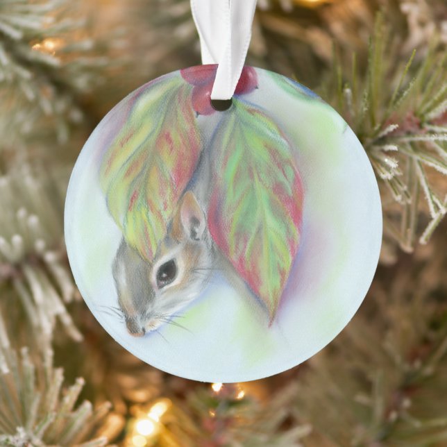 Graues Eichhörnchen in Dogwood-Blätter Personalisi Ornament (Baum)