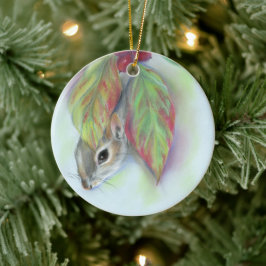 Graues Eichhörnchen in Dogwood Weihnachten Persona Keramikornament