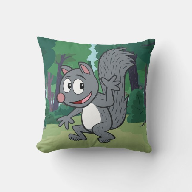 Graues Eichhörnchen-Wellenartig bewegen Kissen (Vorderseite)