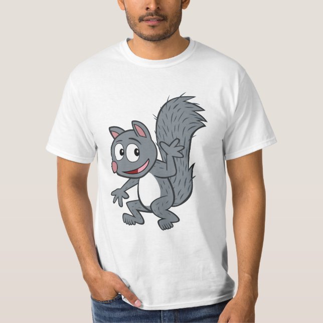 Graues Eichhörnchen-Wellenartig bewegen T-Shirt (Vorderseite)