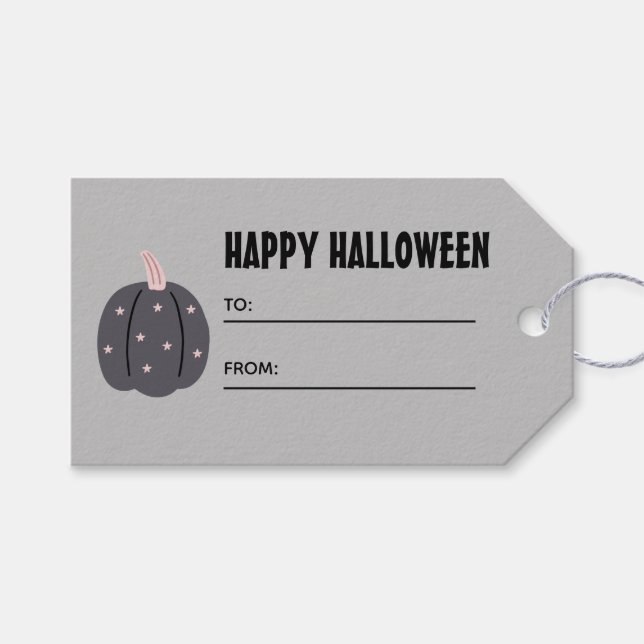 Graues einfaches Halloween-Tag-Geschenk Geschenkanhänger (Vorderseite (Horizontal))