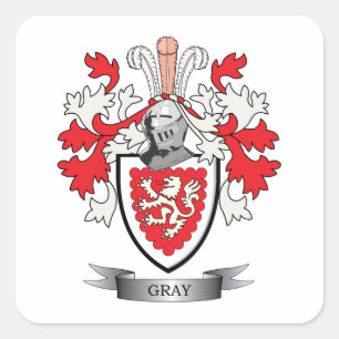 Graues Familienwappen-Wappen Quadratischer Aufkleber