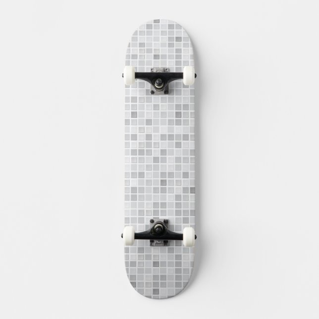 Graues Fliesen-Muster Skateboard (Vorderseite)