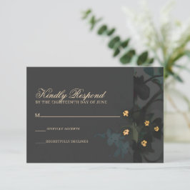 Graues floral Abstrakt Moody Bohemisch Handfasts RSVP Karte