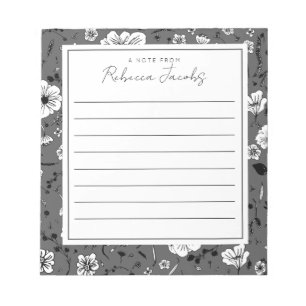 Graues florales Notepad Notizblock