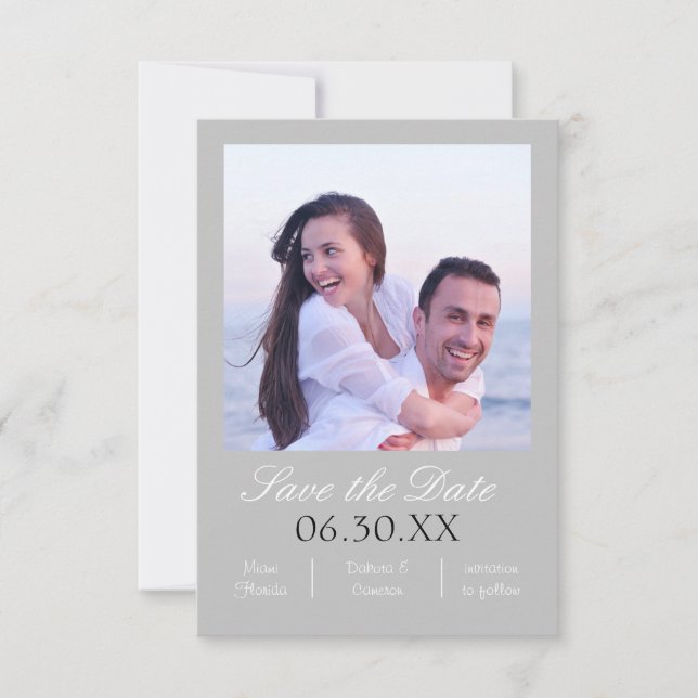Graues Foto Vertikal - 3x5 Save the Date (Vorderseite)