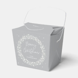 Graues Frohe Weihnachten Schimmernde Lichter Geschenkschachtel