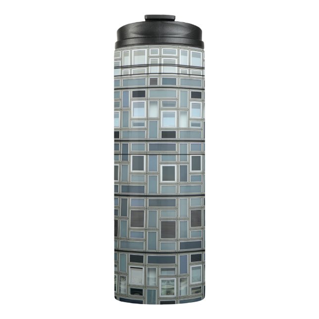Graues Gebäude Thermosbecher (Vorderseite)