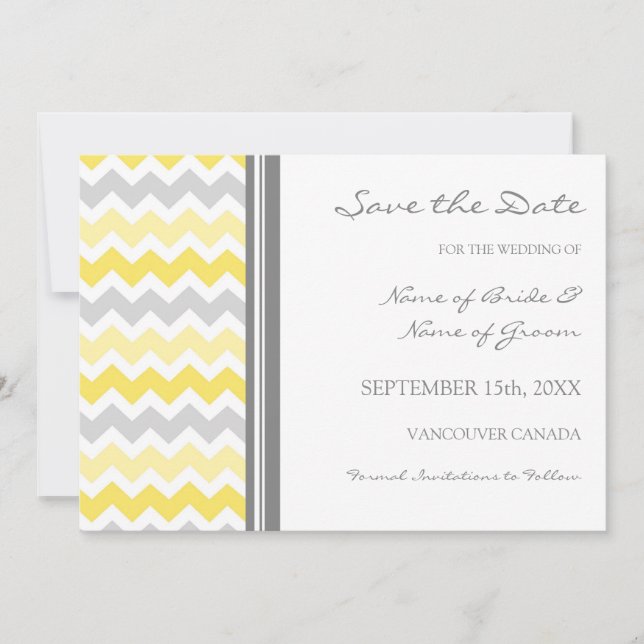 Graues gelbes Foto Hochzeit Speichern Sie die Datu Save The Date (Vorderseite)