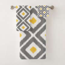 Graues, gelbes, weißes Ikat-Diamantmuster