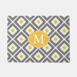 Graues, gelbes, weißes Ikat-Diamantmuster Fußmatte