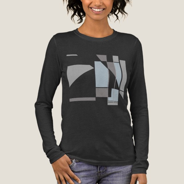 Graues geometrisches MCM-inspiriertes Abstraktes K Tri-Blend Shirt (Vorderseite)