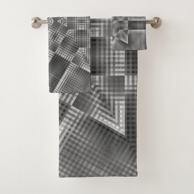 Graues geometrisches Muster Badhandtuch Set (Insitu)