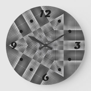 Graues geometrisches Muster Große Wanduhr