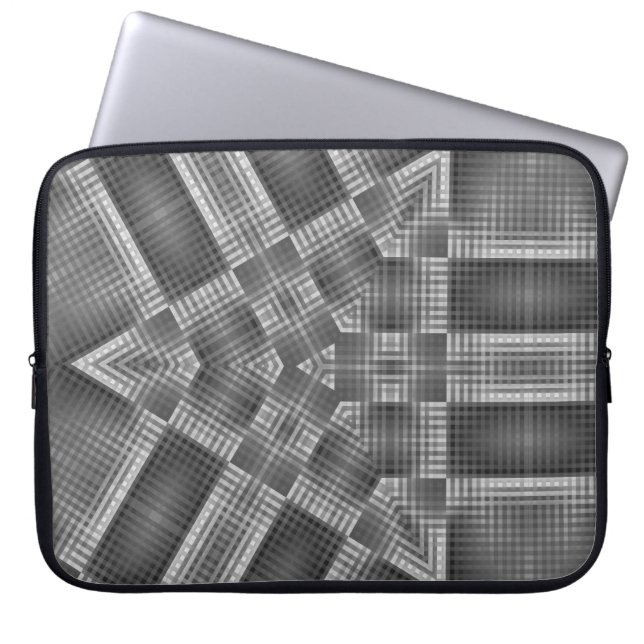 Graues geometrisches Muster Laptopschutzhülle (Vorderseite)