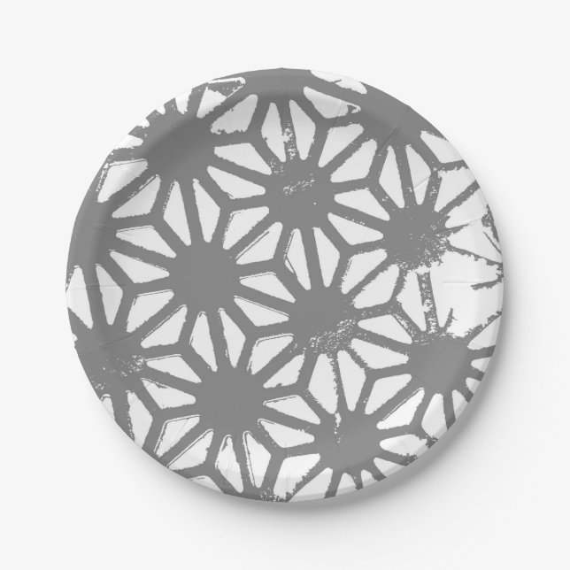 Graues geometrisches Muster Pappteller (Vorderseite)