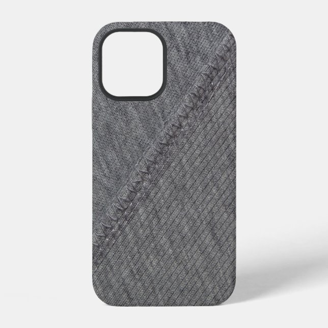 Graues Gewebe: abstrakte gestickte Textur. iPhone 12 Hülle (Rückseite)
