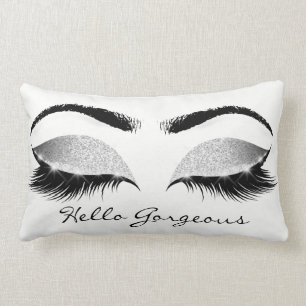 Graues Glitzer-schwarze Augen-silbernes Make-up Lendenkissen