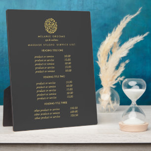 Graues Gold-Blätter-Logo   Preise für Wellness-Cen Fotoplatte