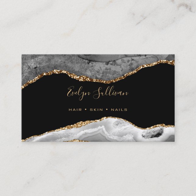 Graues Gold im eleganten Aquarell Visitenkarte (Vorderseite)
