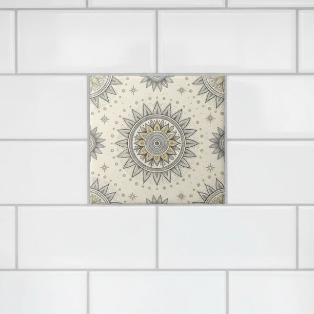 Graues Gold Mandala-Muster Fliese (Von Creator hochgeladen)