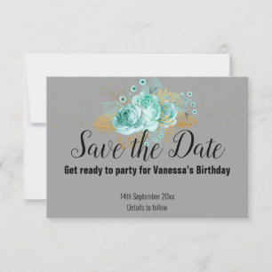 GRAUES GOLDENES BLUMEN-CHEVRON SAVE-THE-DATE-RSVP- RSVP KARTE