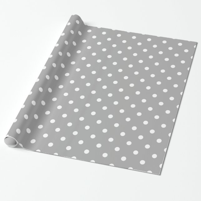 Graues graues Weiß-pickeliges Tupfen-Muster Geschenkpapier (Ungerollt)