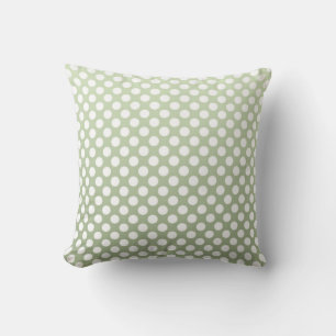 Graues Grün und Weiß Polka Dot Muster Kissen