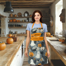 Graues Halloween mit Geistern, Kürbissen und Flede