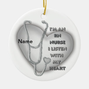 Graues Herz RN Eingetragene Krankenschwester Keramik Ornament