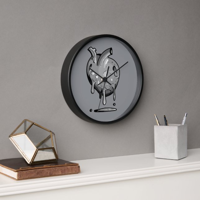 graues Herz Uhr (Büro)