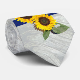 Graues Holz Kobalt Blaue Sonnenblume Rustikale Hoc Krawatte