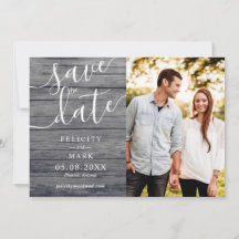 Graues Holz Rustikale Typografie Custom Foto Weddi