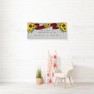 Graues Holz Terracotta Sonnenblume Rustikale Hochz Banner