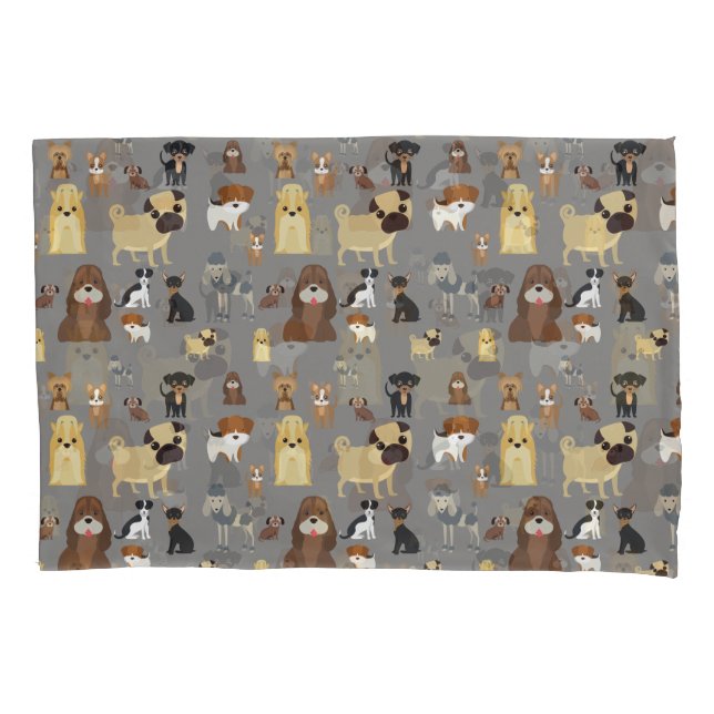 Graues Hundemuster Kissenbezug (Vorderseite)