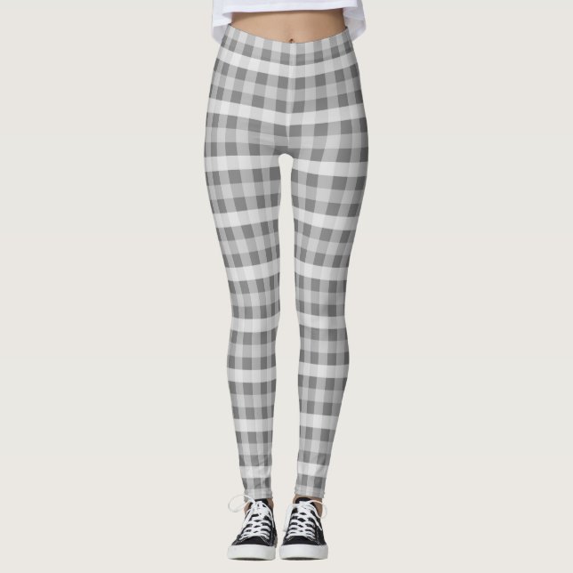 Graues kariertes leggings (Vorderseite)