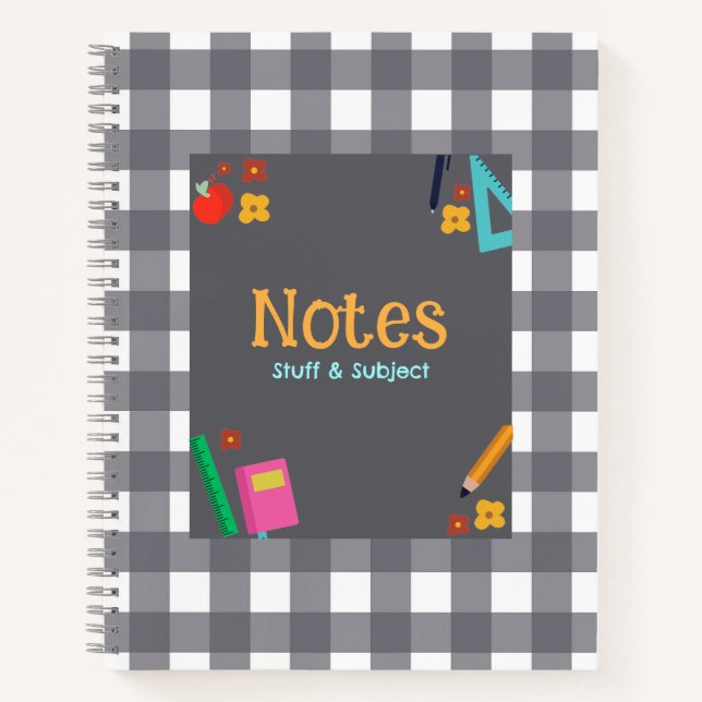 Graues Kariertes Notebook Notizbuch (Vorderseite)