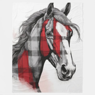 Graues Kariertes Pferd Fleecedecke