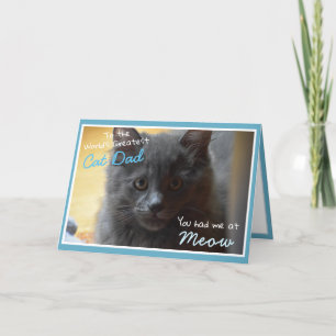 Graues Kätzchen Vatertag Katzenpapa Karte