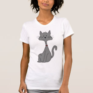 Graues Katzen-Sitzen T-Shirt