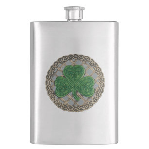 Graues Kleeblatt auf Keltenknochen-Flasche Flachmann