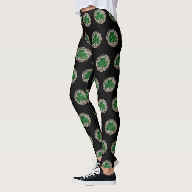 Graues Kleeblatt auf keltischen Knochen Leggings (Links)