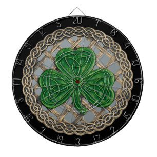 Graues Kleeblatt auf keltischer Knotendecke Dart B Dartscheibe