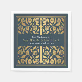 Graues königliches mittelalterliches goldenes Schw Serviette