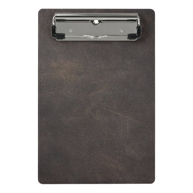 Graues Leder Mini Klemmbrett (Vorderseite)