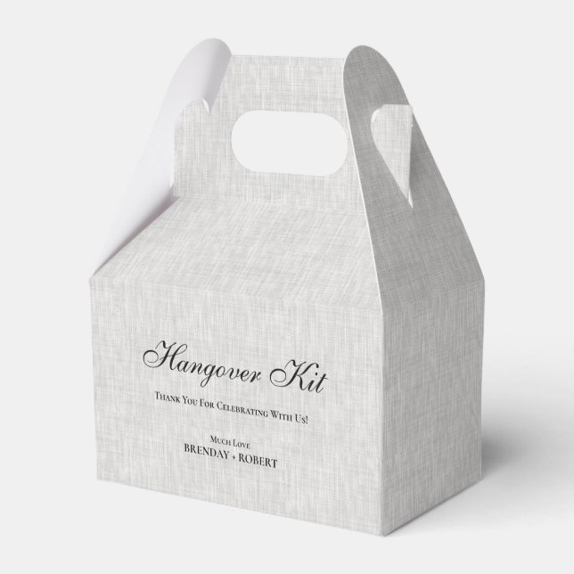 Graues Leinen Simple Script Kater-Erholungskit Geschenkschachtel (Rückseite)