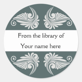 Graues Library-Buchzeichen Runder Aufkleber